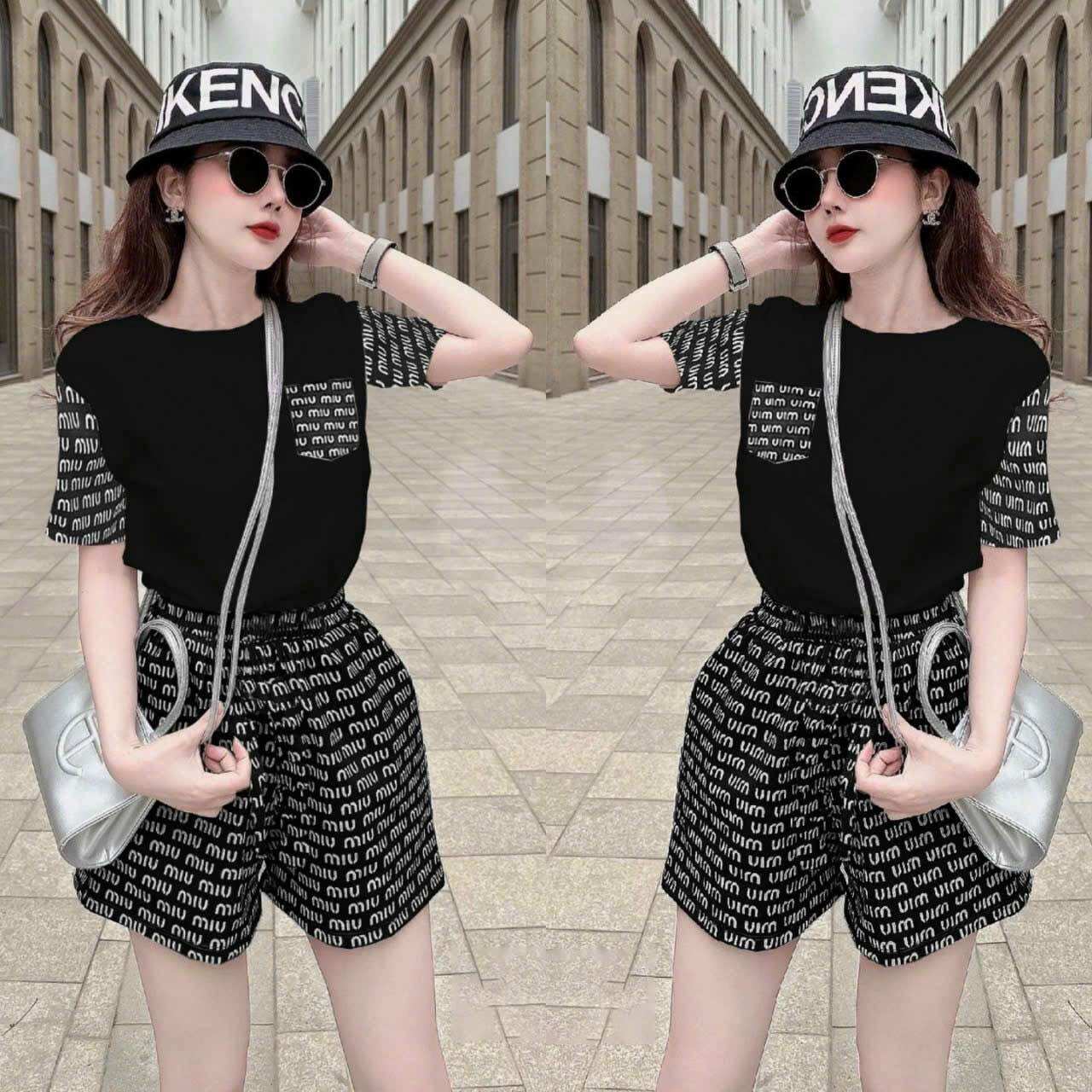 Sét bộ short cotton phối 3d cao cấp