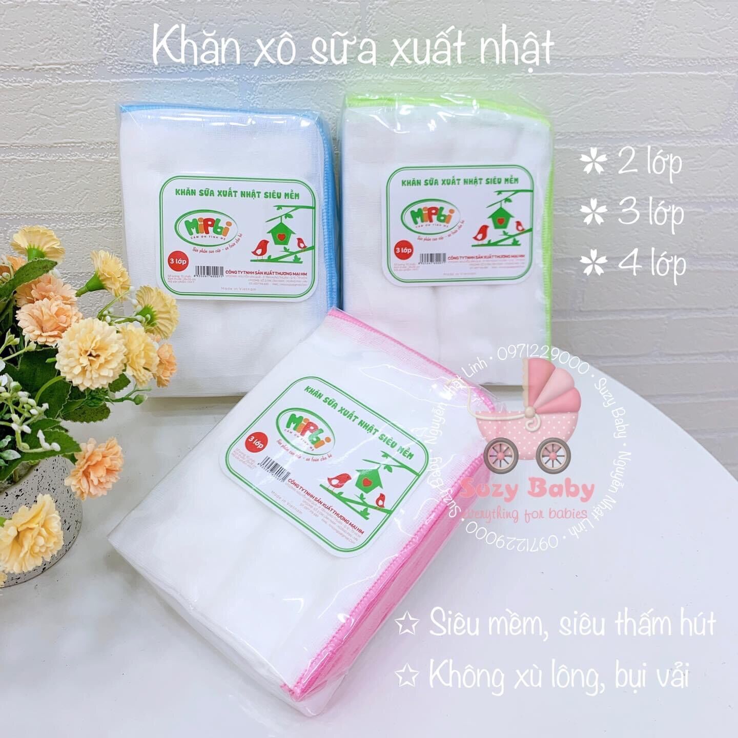 Khăn sữa mipbi truyền thống cho bé