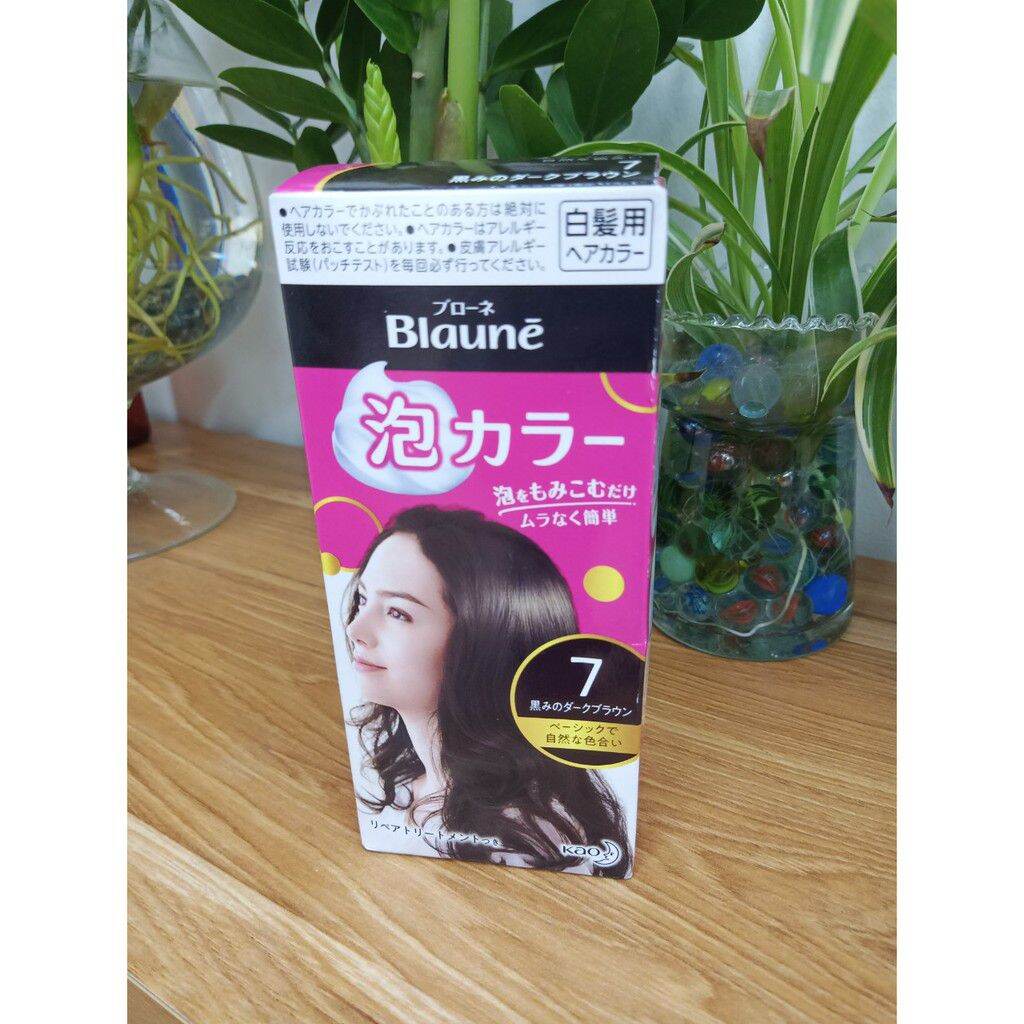 Thuốc nhuộm tóc phủ bạc dạng bọt Blaune Nhật Bản màu số 7 Dark Brown