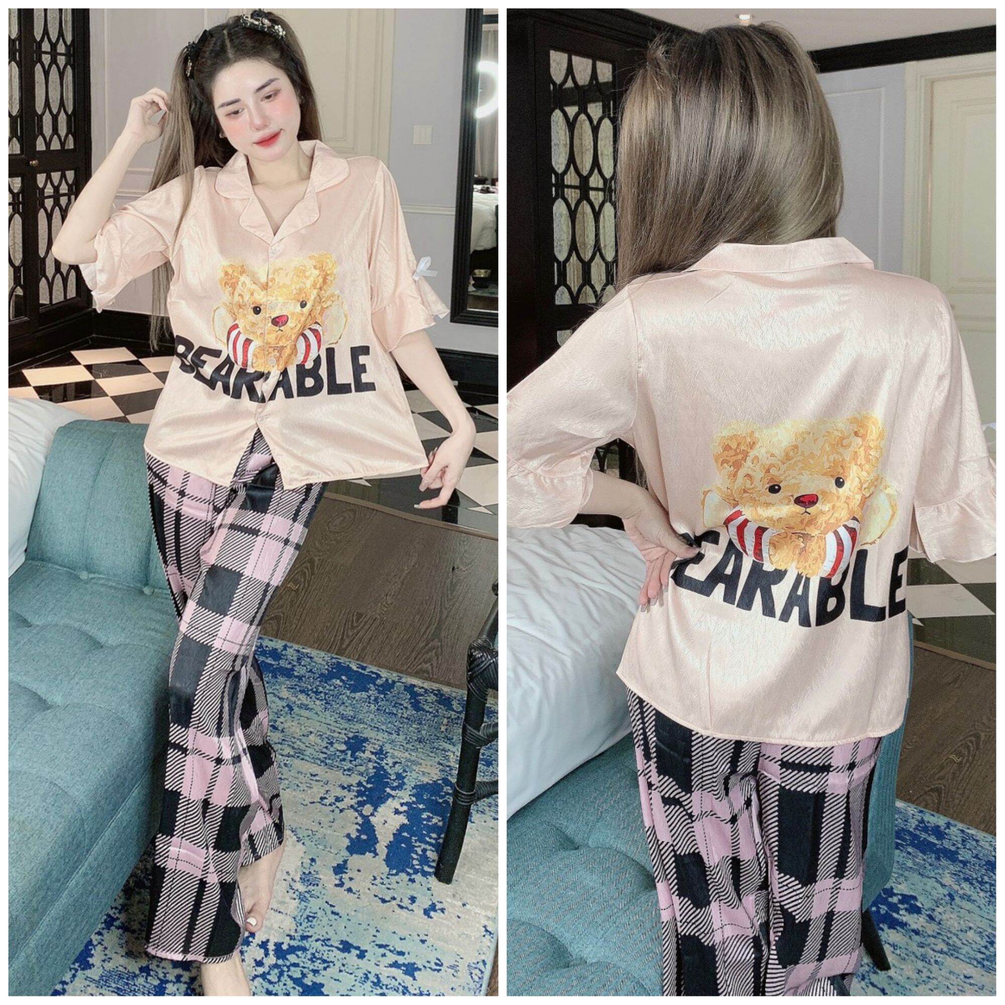 Đồ bộ nữ mặc nhà Lụa mềm mát Cao Cấp - Đồ bộ pyjama nữ mặc nhà