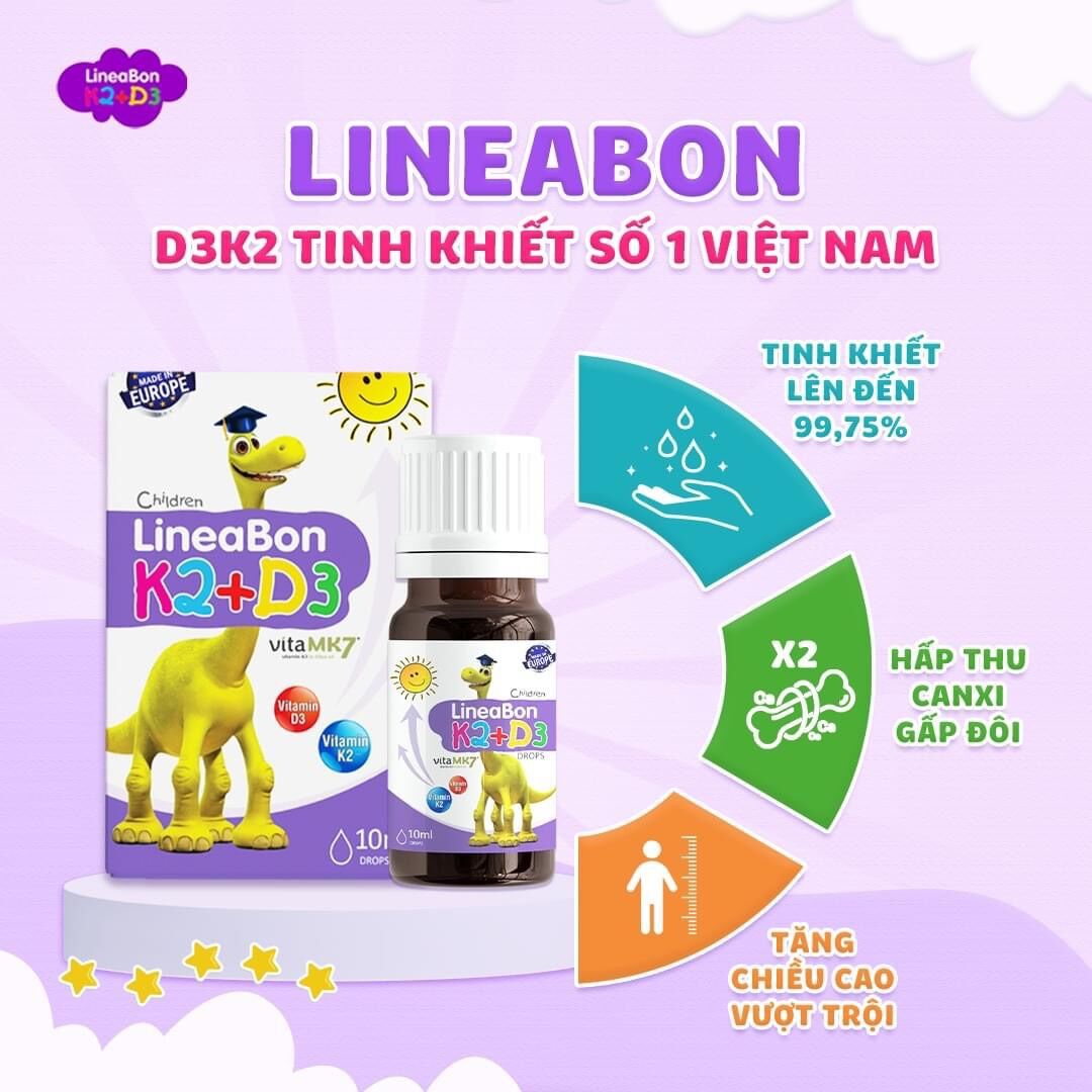 D3K2 Lineabon cho bé chai 10ml kèm quà tặng