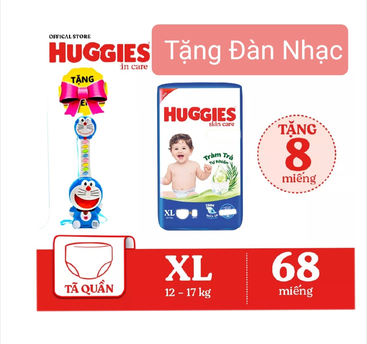 🎃HCM 🦄 TẶNG ĐÀN NHẠC 👉Tã quần / Tã dán  Huggies tràm trà S80+2 / M76+8 / L68 +8 / XL60+8 / XXL54 +8