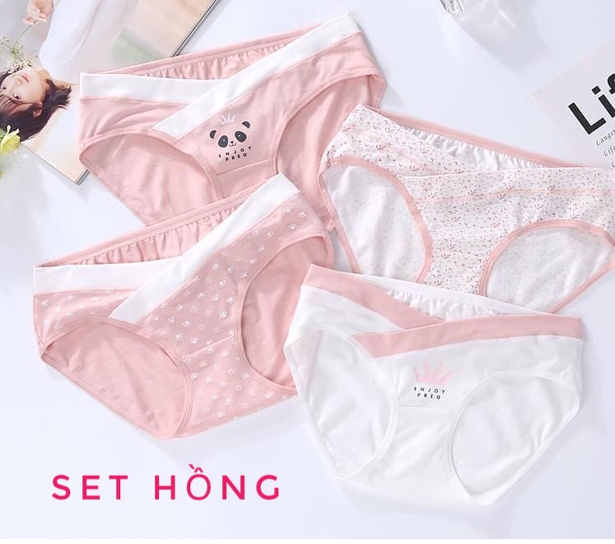 Set 4 quần chip bầu cạp chéo( Đủ size 40-83kg)