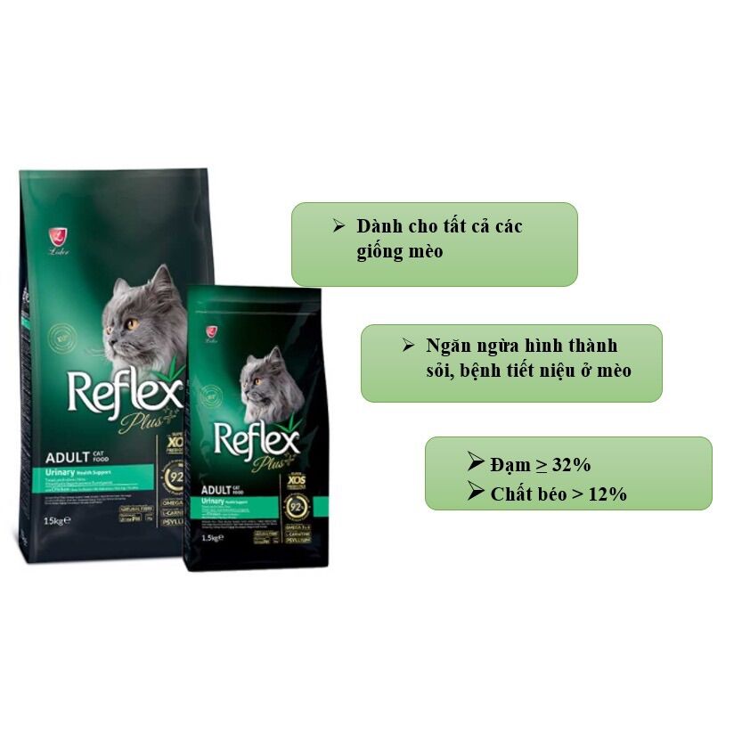 Hạt cho mèo tiết niệu Reflex plus urinary 1.5kg vị gà, thức ăn khô Thổ Nhĩ Kỳ mèo lớn trưởng thành