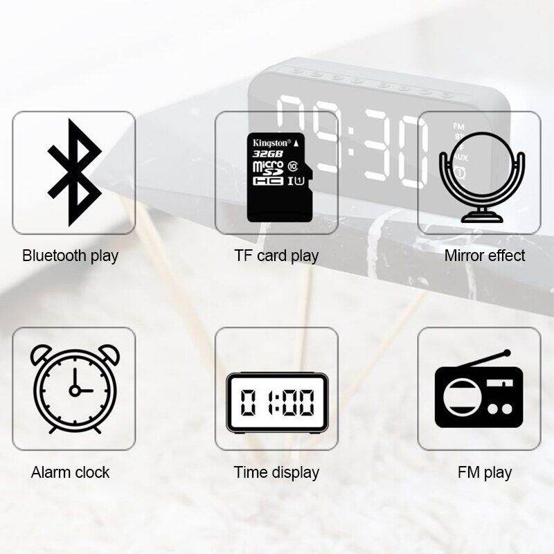 Loa Bluetooth kiêm đồng hồ báo thức mặt gương