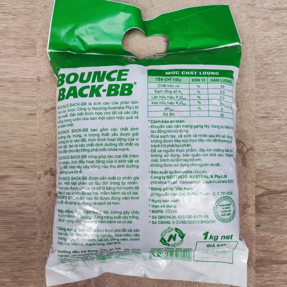 1kg phân cá hữu cơ úc  BB Bounce Back dạng viên đậm đặc.