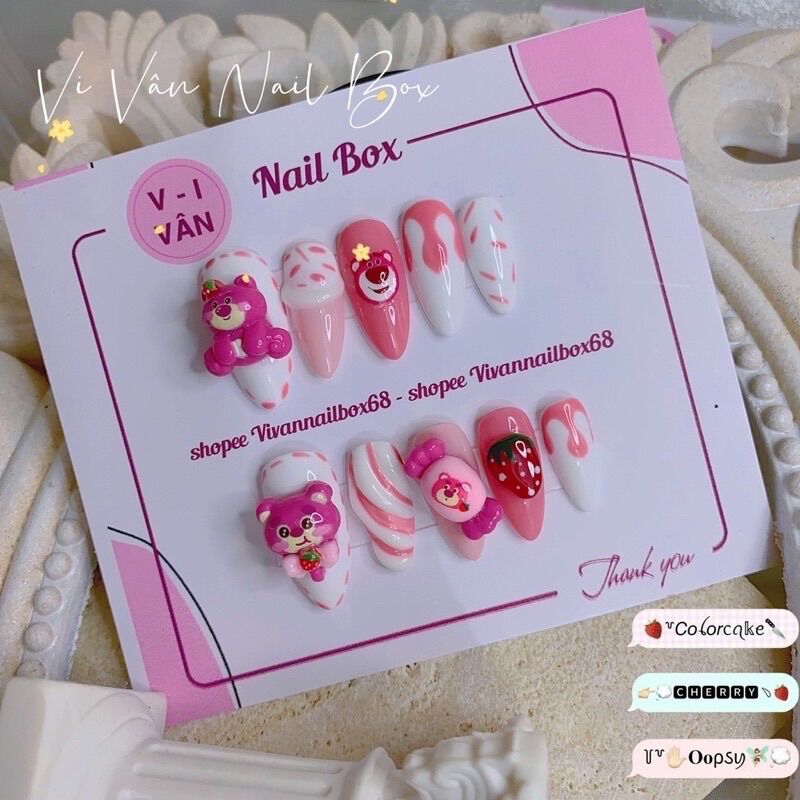 SET 10 CHARM GẮN NAIL GẤU DÂU LOTSO