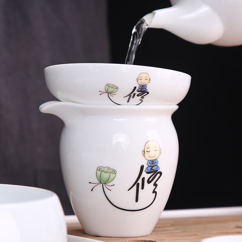 Tea Strainer Ceramic Kung Fu Tea Set Accessories Dehua Ceramic Whiteware Tea Filter Nylon Mesh Creative Tea Filter Tea Infuser