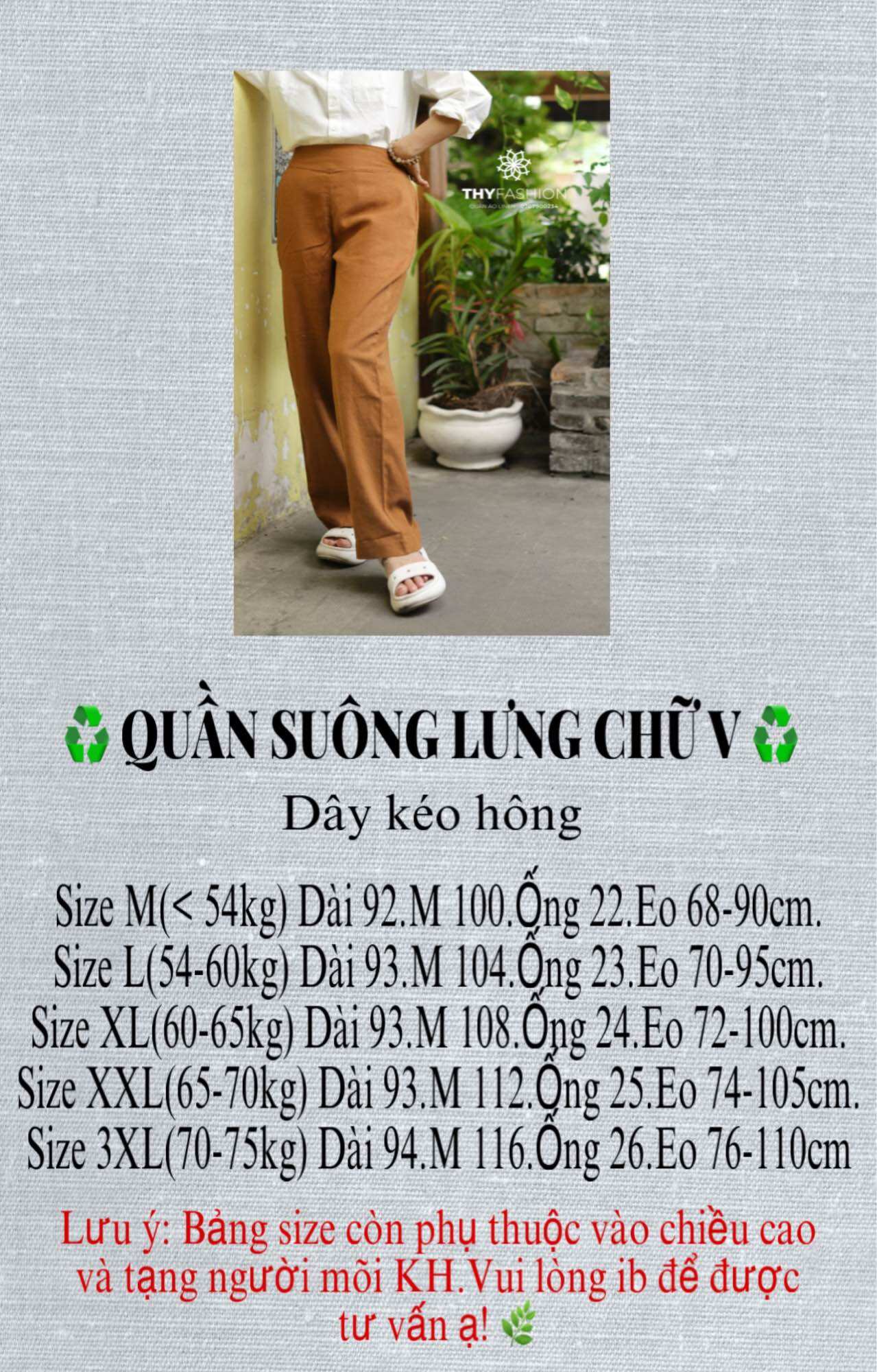 QUẦN LINEN SUÔNG DÀI (dây kéo hông, sau lưng thun)