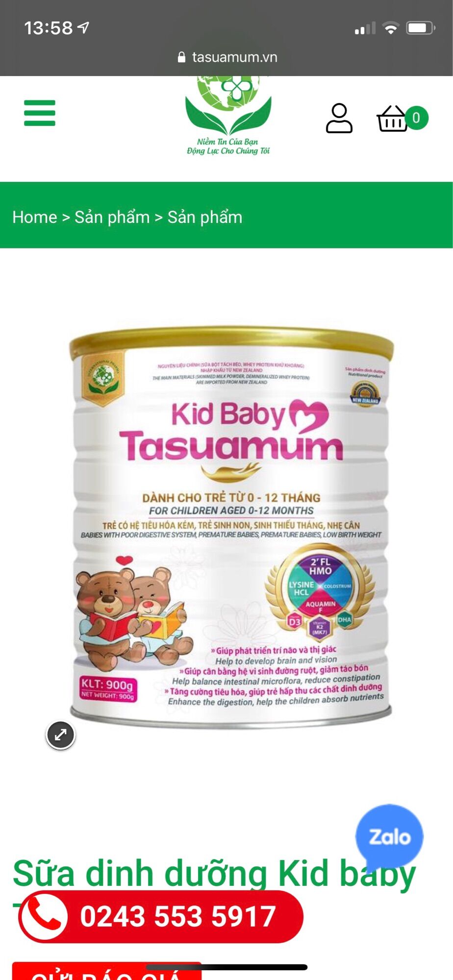 Sữa Tasuamum kid Baby 400g