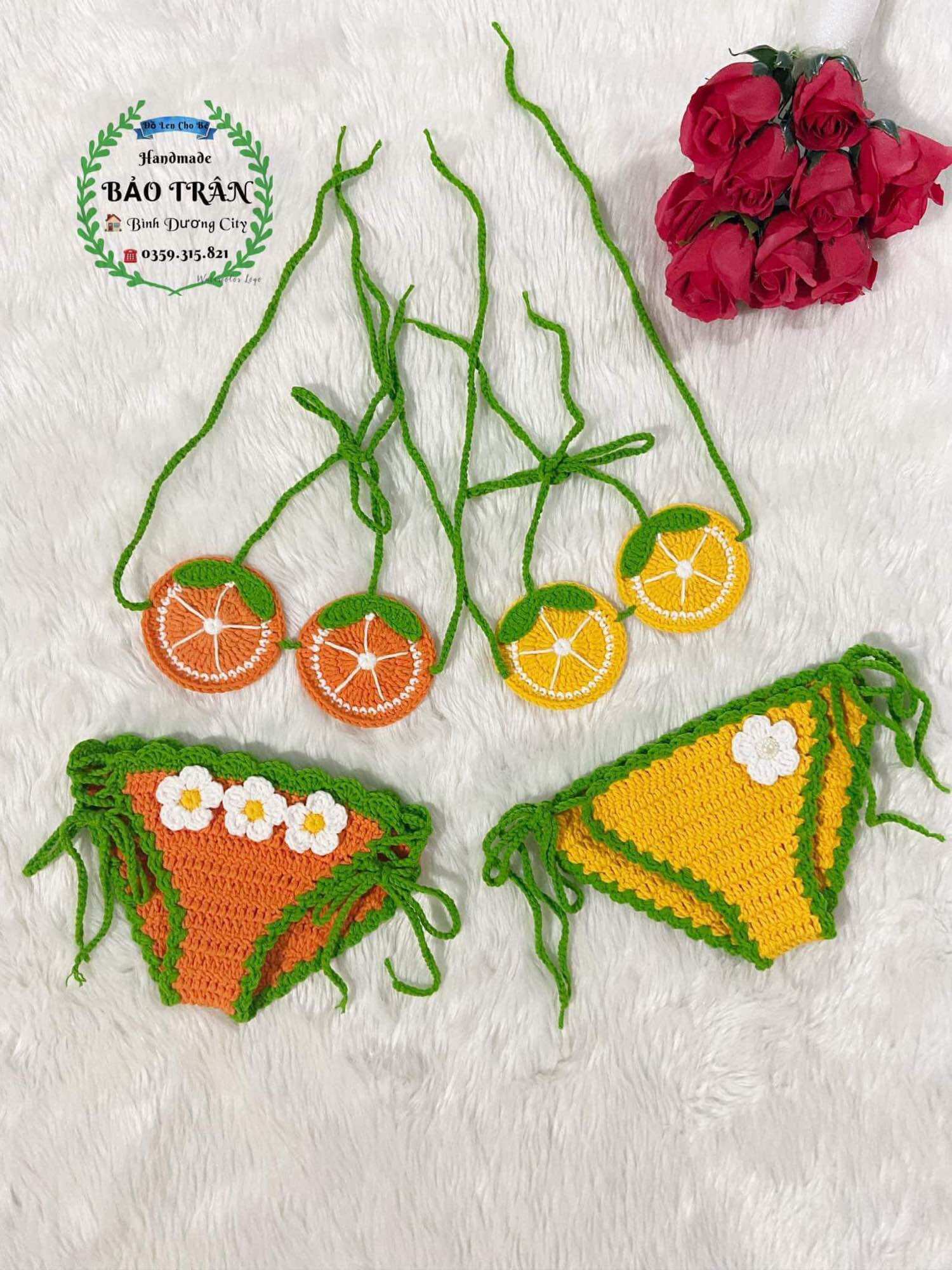 Bikini len Handmade bé gái 👙