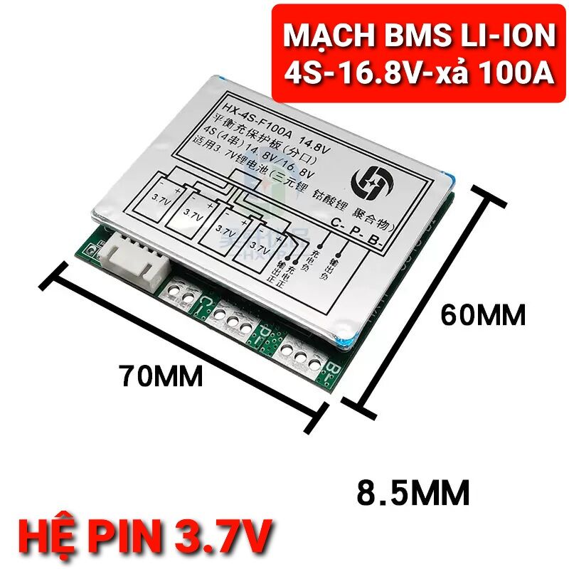 Achun.vn - mạch bảo vệ li-ion 4s - 16.8v xả 100a cho pin hệ 3.7v