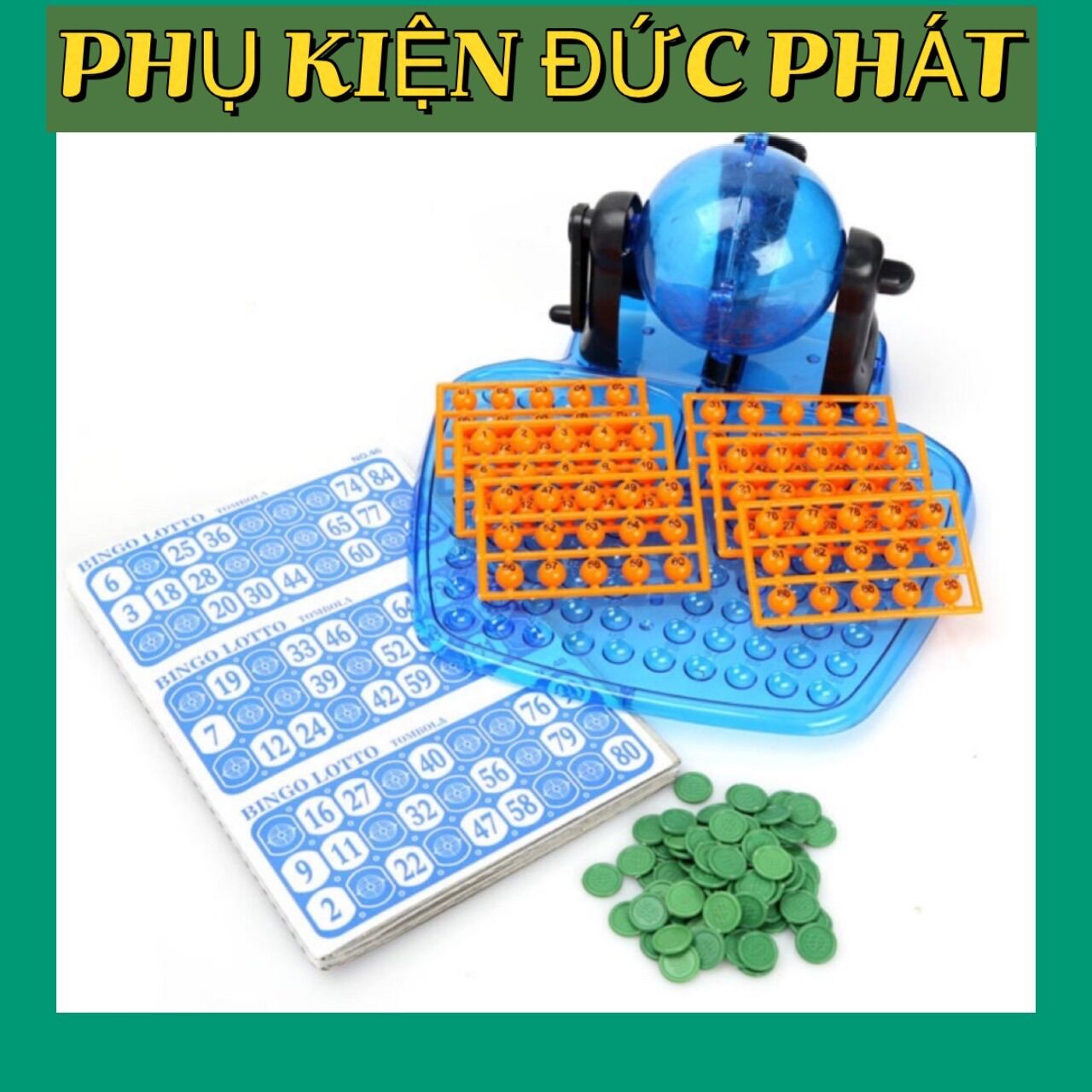 Bộ đồ chơi lô tô bingo 90 số lồng quay bằng nhựa