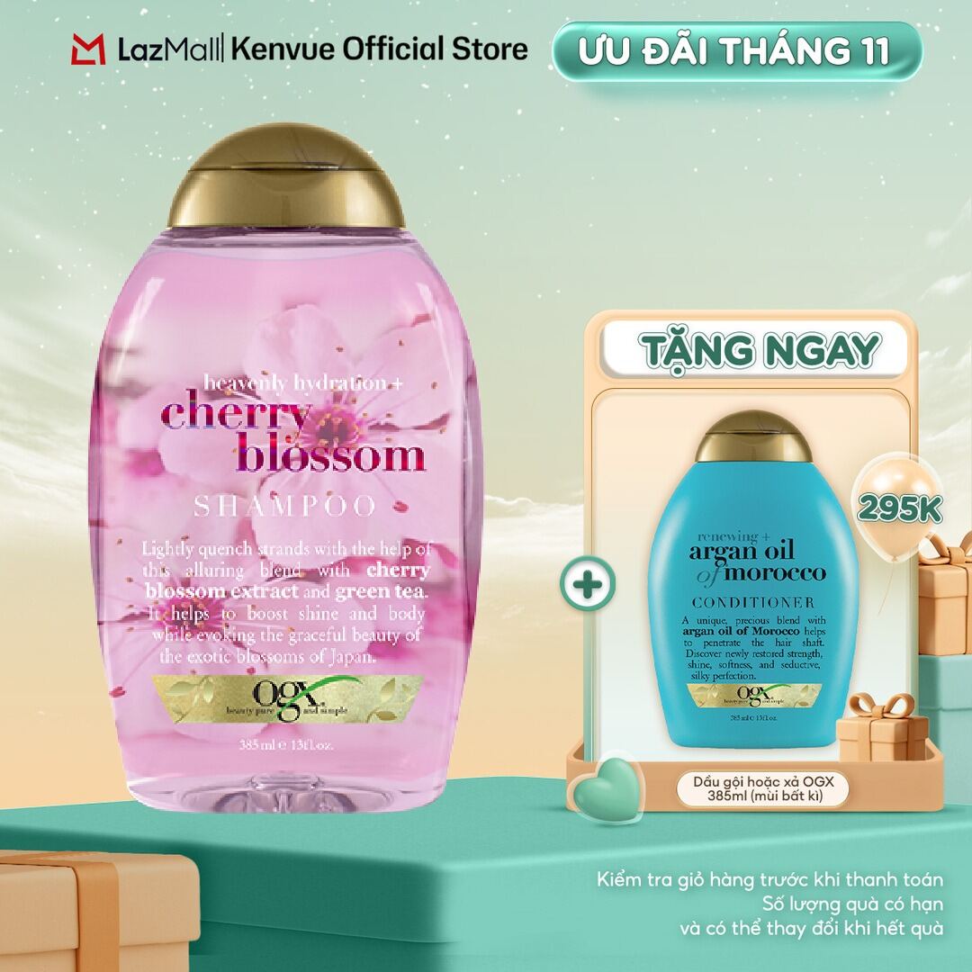 Dầu Gội OGX Chiết Xuất Hoa Anh Đào/Bạch Đàn Bạc Hà - Dung Tích 385ml