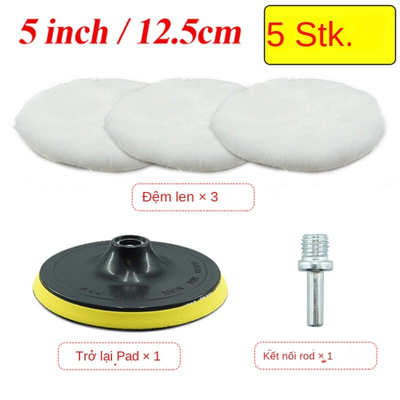 5Pcs Wool Car Polishing Pad Set For Polisher Machine Waxing Polishing Buffing Auto Paint Care Polisher Pads 3/4/5/6/7 Inch
