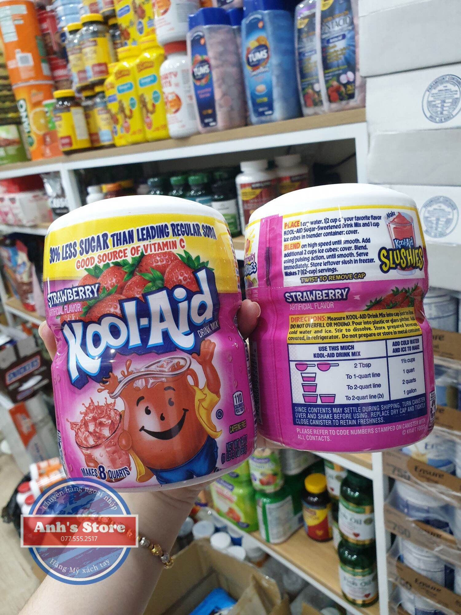 Bột Pha Nước Trái Cây Kool-Aid Mỹ 538g - hương dâu