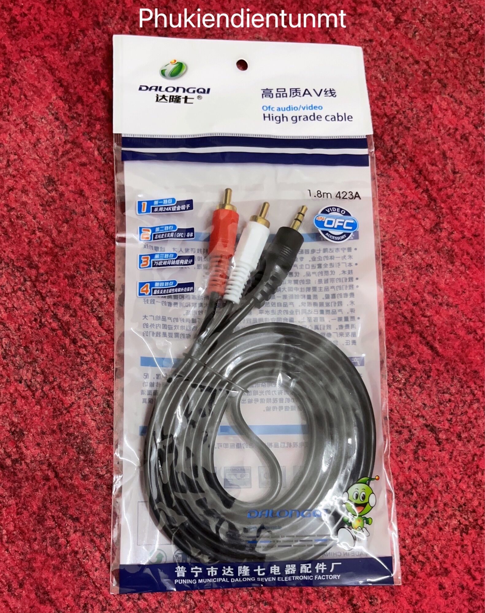 1.8m/3m/5m/10m dây cáp âm thanh rắc 3.5 ra av đen hàng tốt
