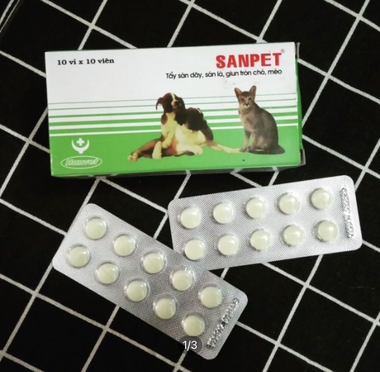 [HCM]Vỉ 10 viên sổ giun sán chó mèo Sanpet