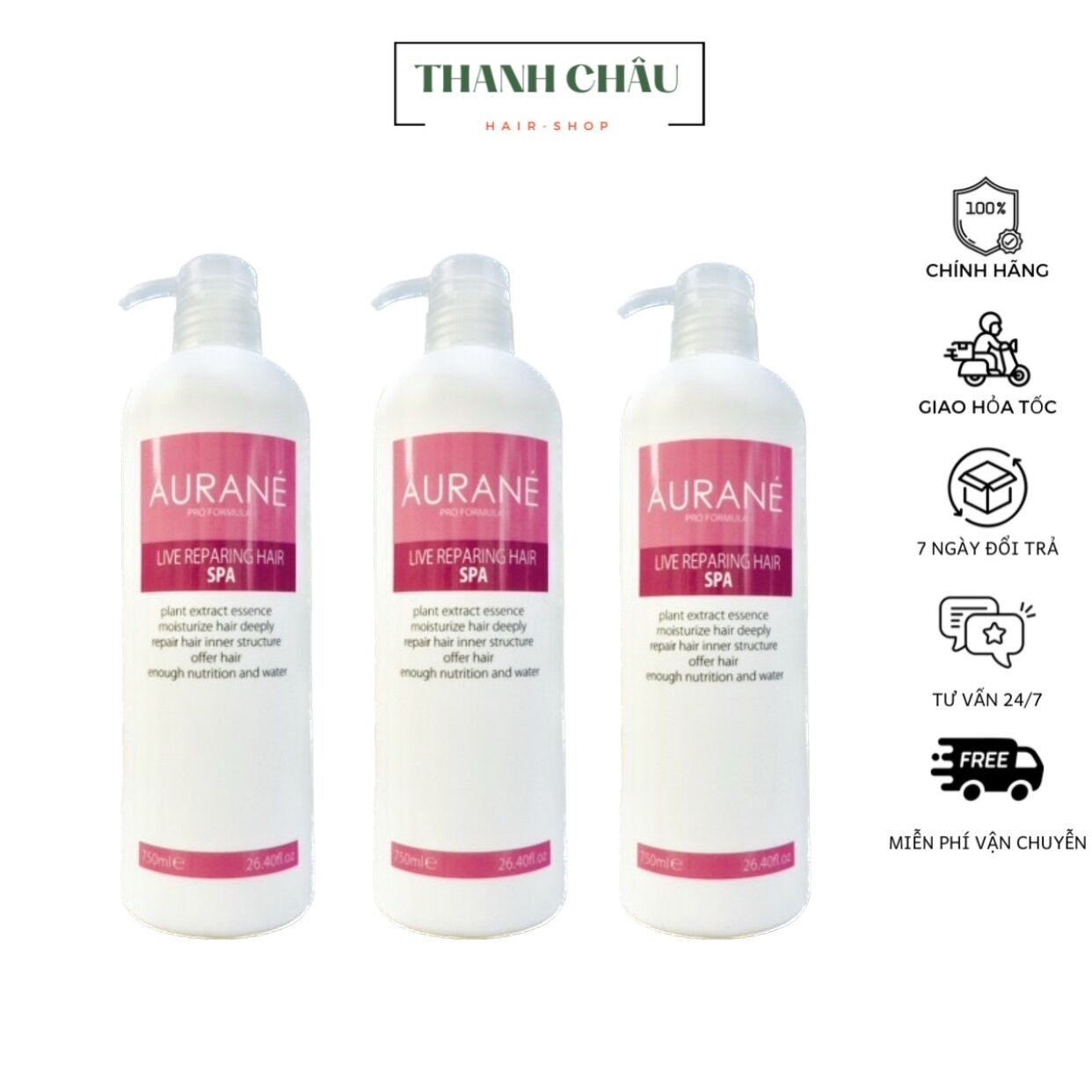 Dầu ngâm tóc phục hồi làm mượt tóc Aurane spa 750ml kết hợp dầu gội cộng spa thì tuyệt vời