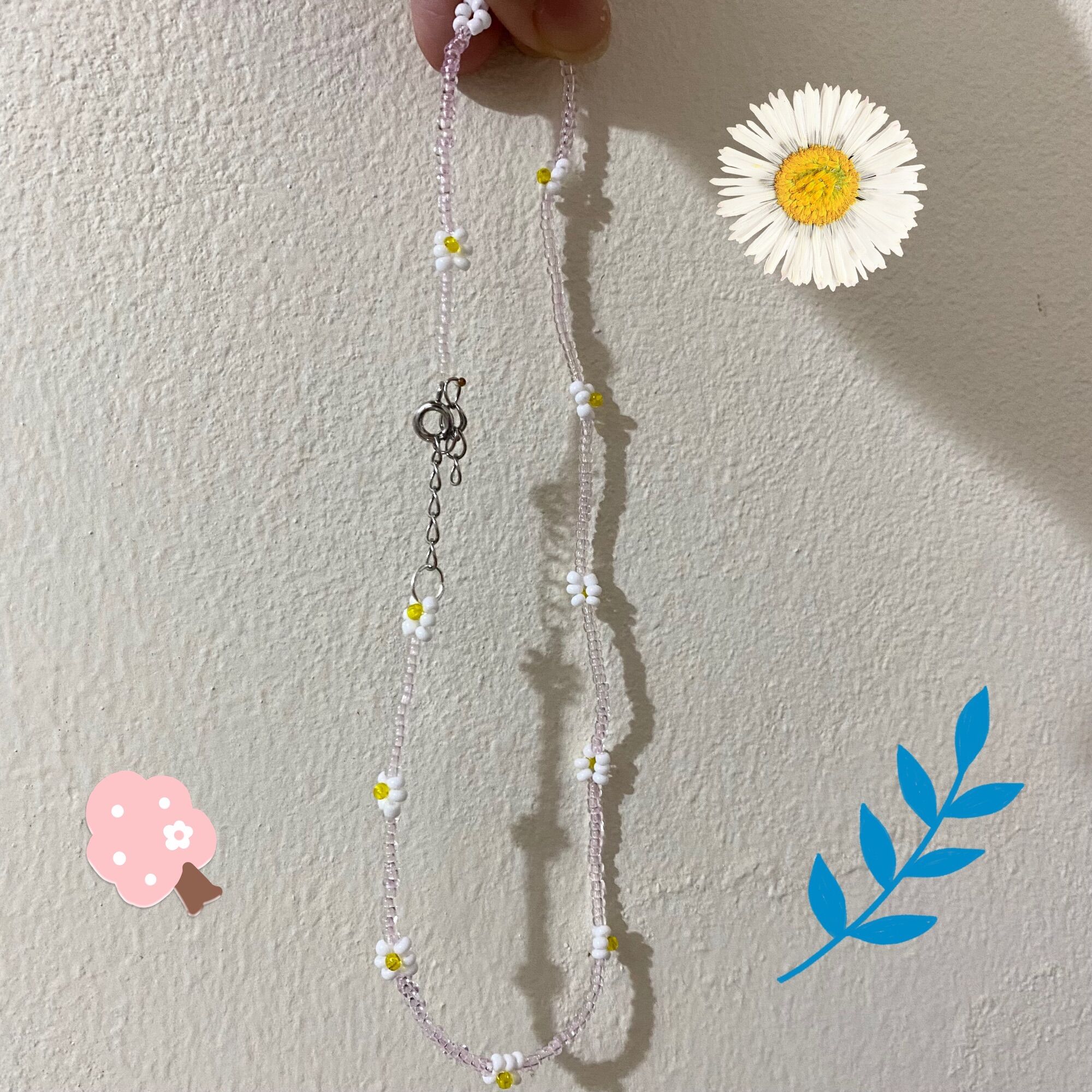 Vòng cổ chocker hạt cườm pha lê hoa cúc xinh xắn