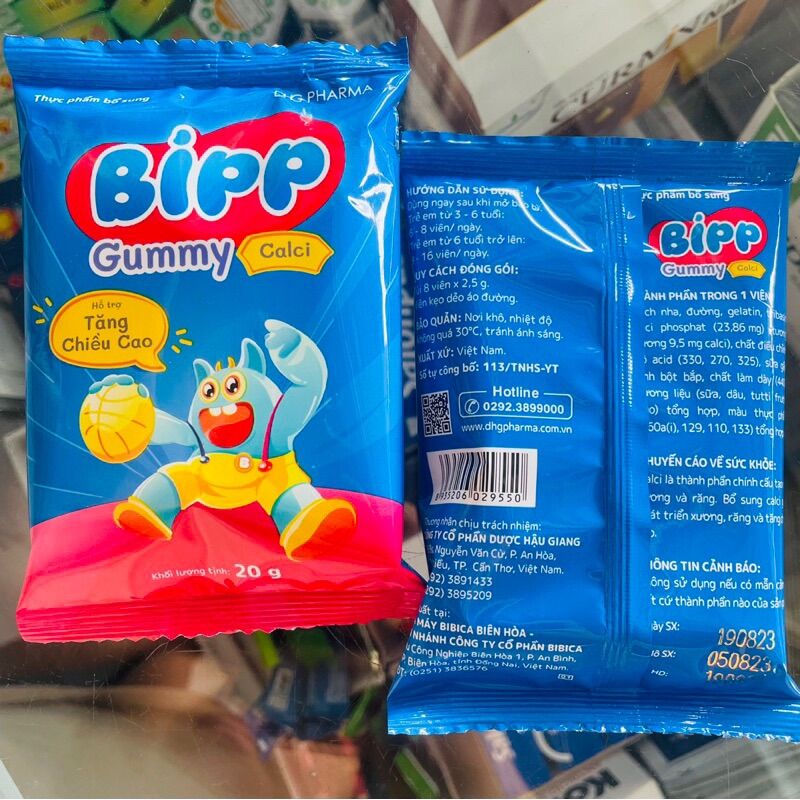 Kẹo dẻo Bipp áo đường gói 20g