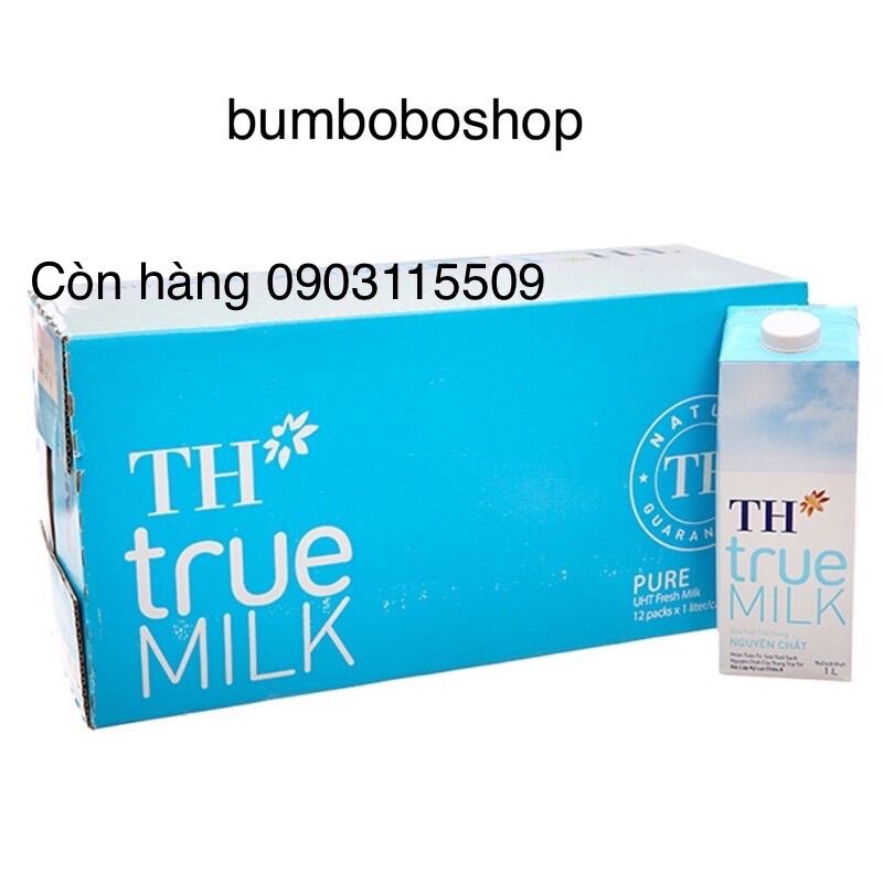 Thùng 12 lít sữa tươi th true milk không đường - date 11/2024