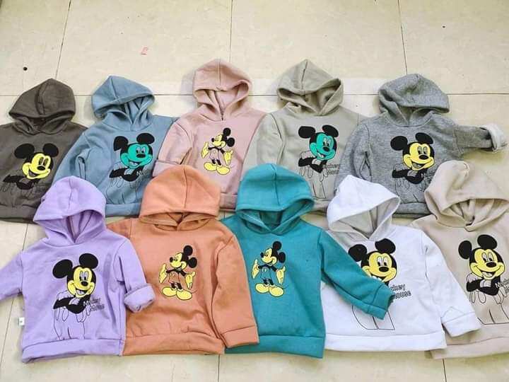 Áo nỉ micky màu cho cả bé trai bé gáu