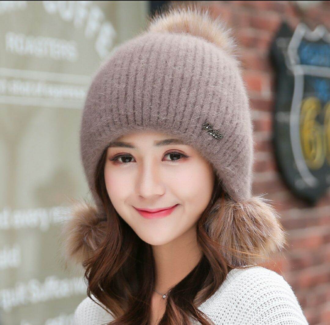 Nón len nữ mũ len nữ 2 lớp thời trang Hàn Quốc màu đỏ