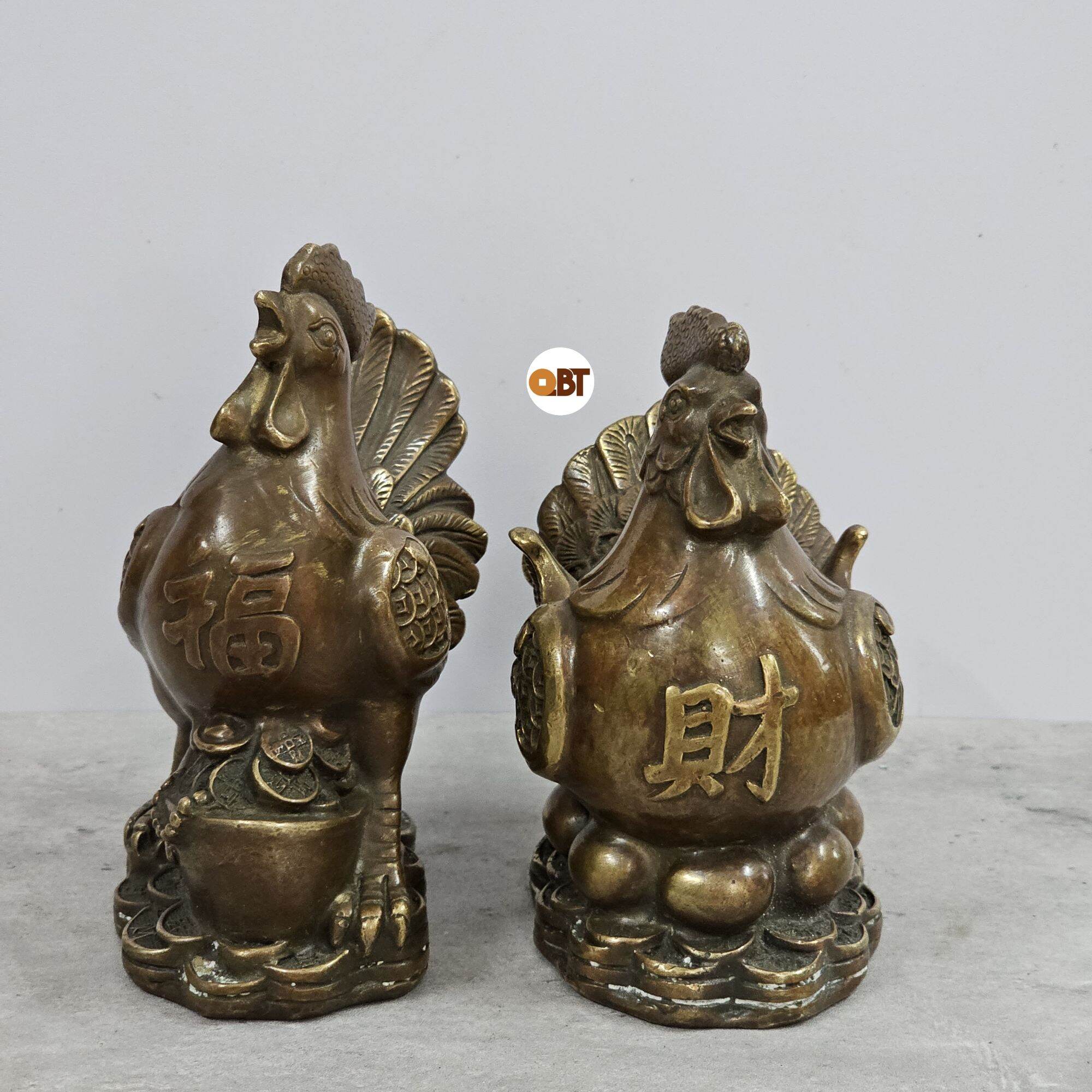 Cặp gà trống mái bằng đồng