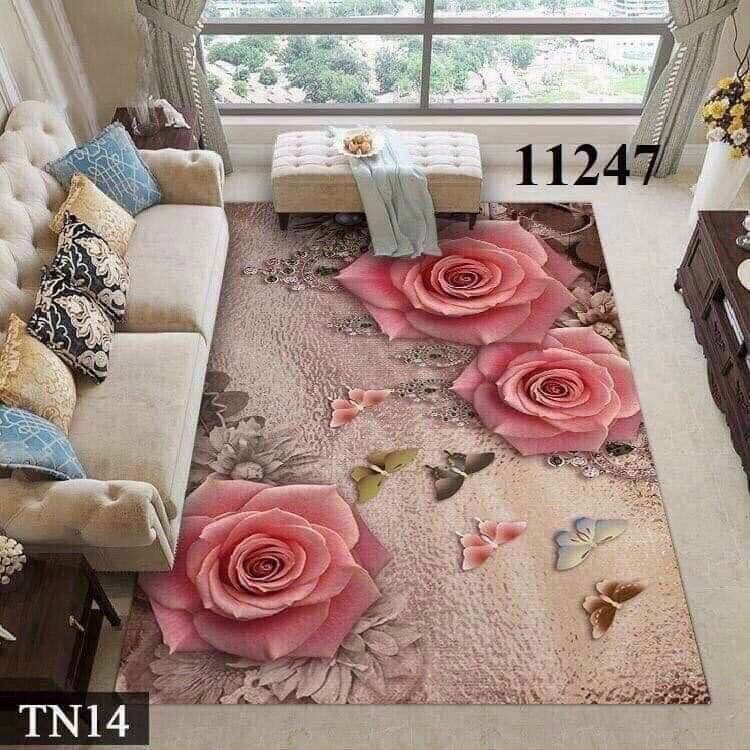 Thảm trải sàn 5d bali mẫu 2mx3m lông vũ ghi
