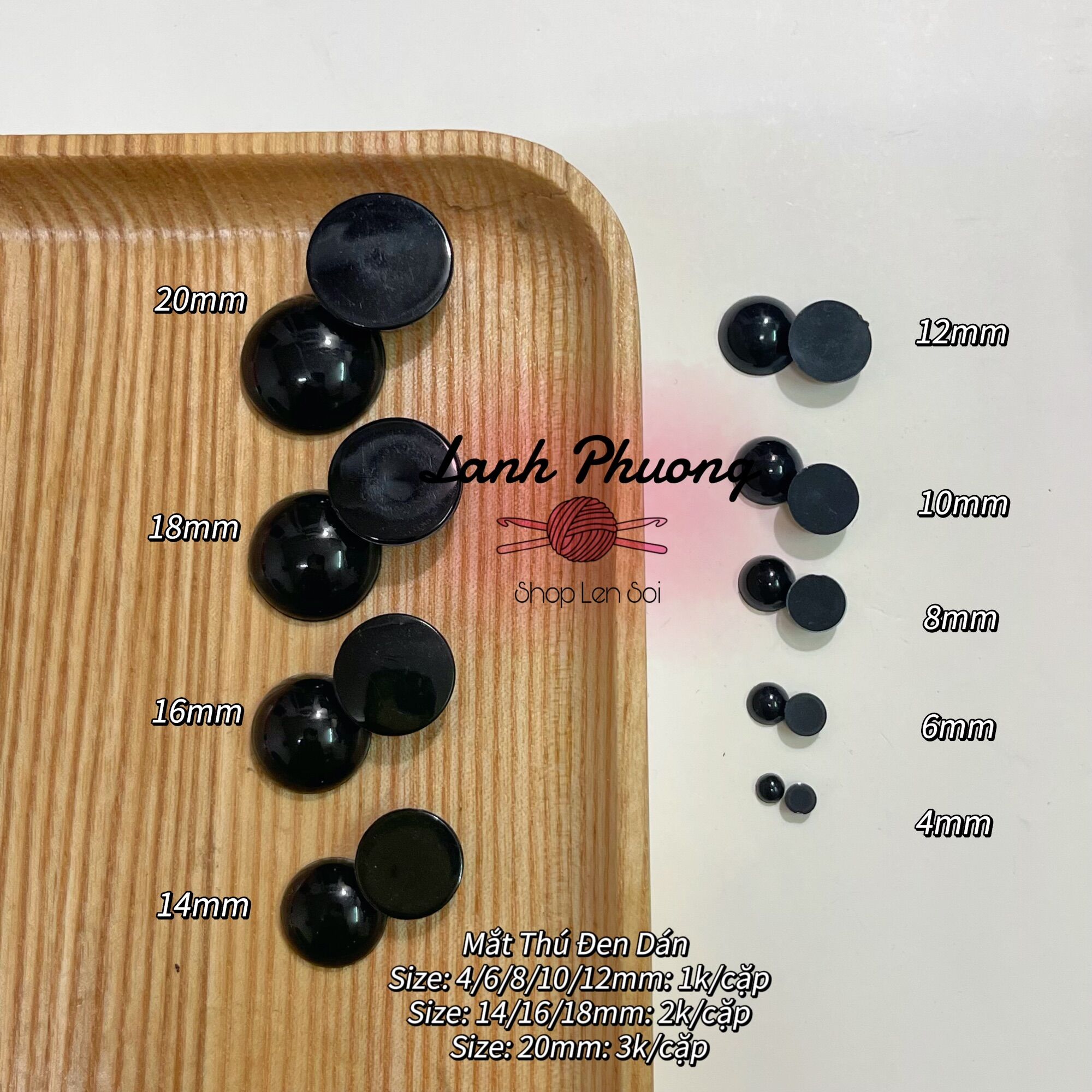Mắt Thú Bông Đen Dán