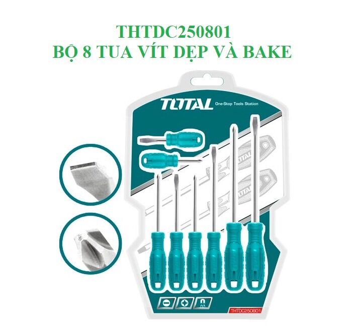 Bộ 8 tua vít dẹp và bake total thtdc250801