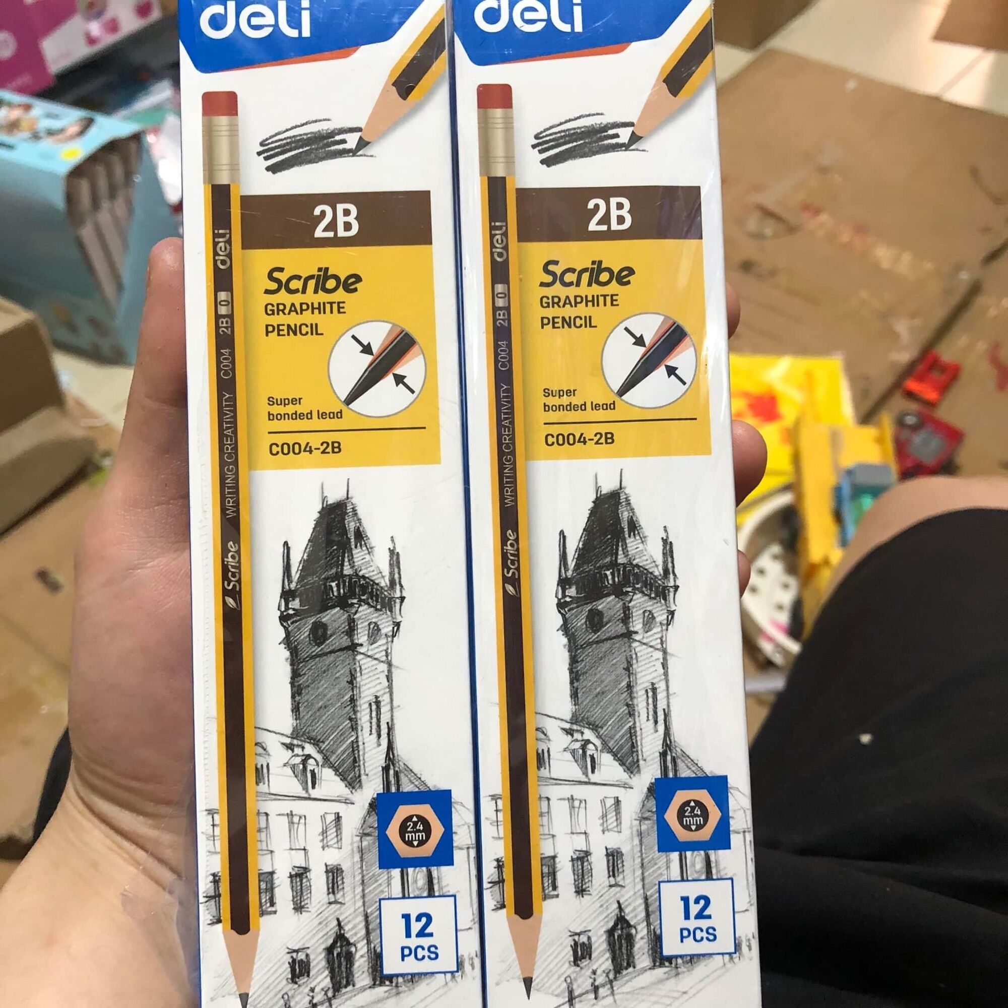 Bút chì 2b deli , cribe , nét đậm rõ ràng