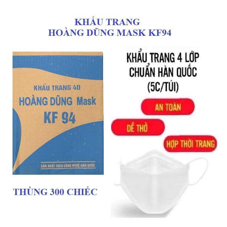HOÀN TIỀN 15% - THÙNG 300 CÁI KHẨU TRANG KF94 4D- HOÀNG DŨNG - UNIMASK TUỲ MÀU