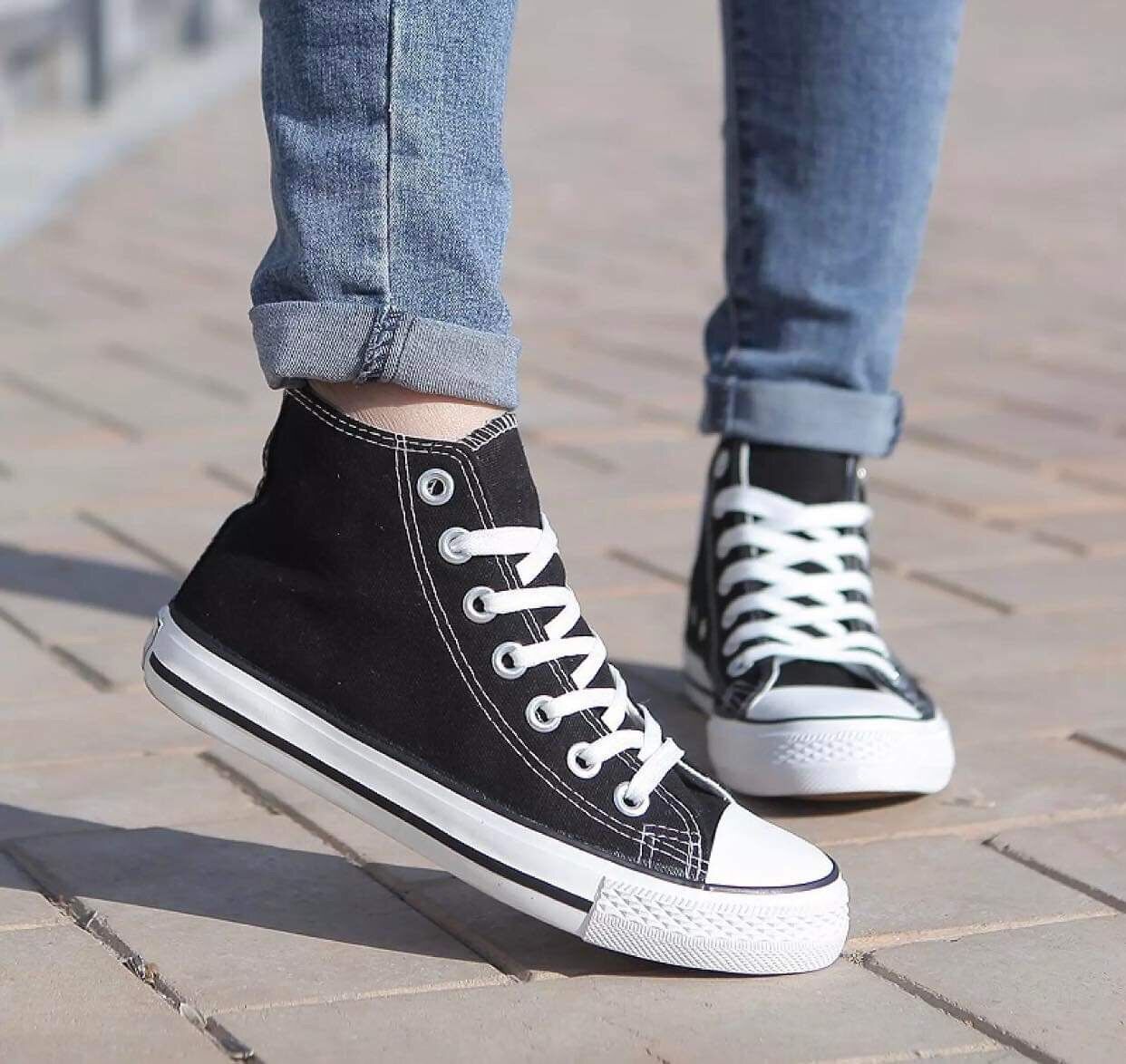 Giày thể thao cv cao cổ nam, nữ, giày cv giày sneaker cao cổ đen đế mềm.