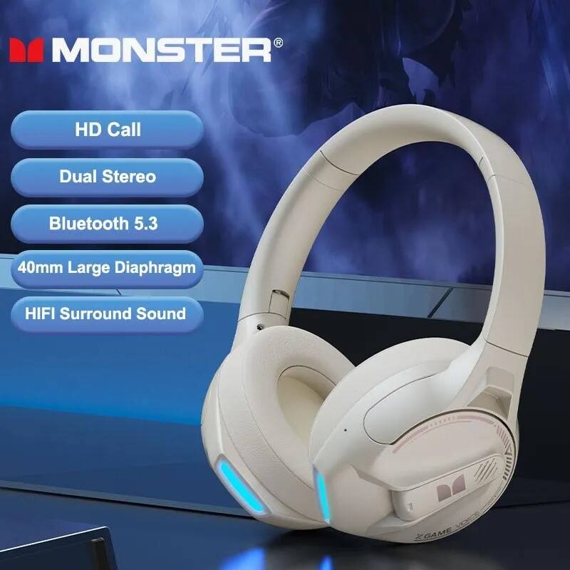 Monster xkh03 không dây bluetooth 5.3 tai nghe chơi game over-ear có thể gập lại tai nghe nhét tai âm thanh stereo mic bơi học văn phòng