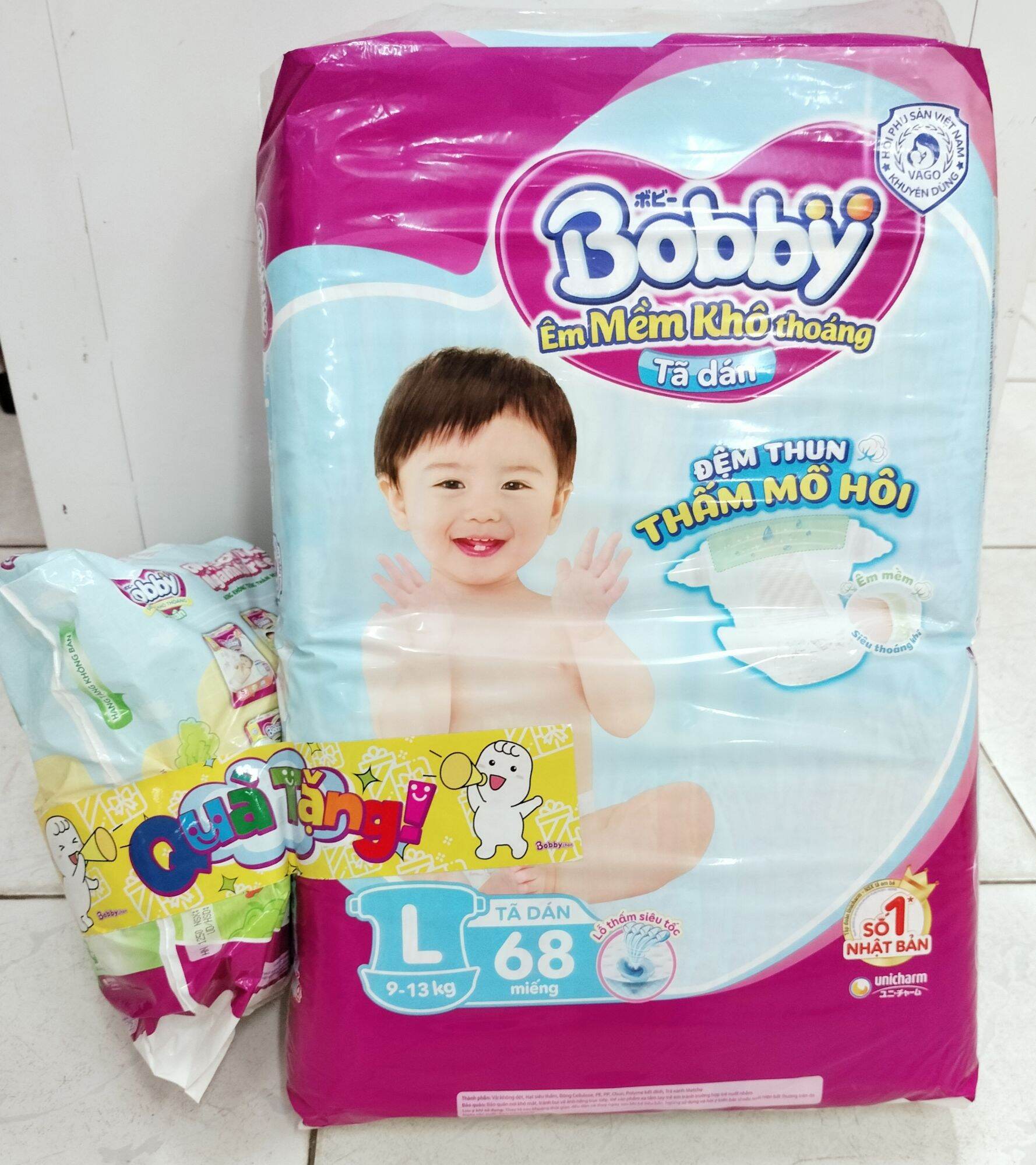 Tả dán Bobby L68 tặng 8 miếng bỉm quần sùng size