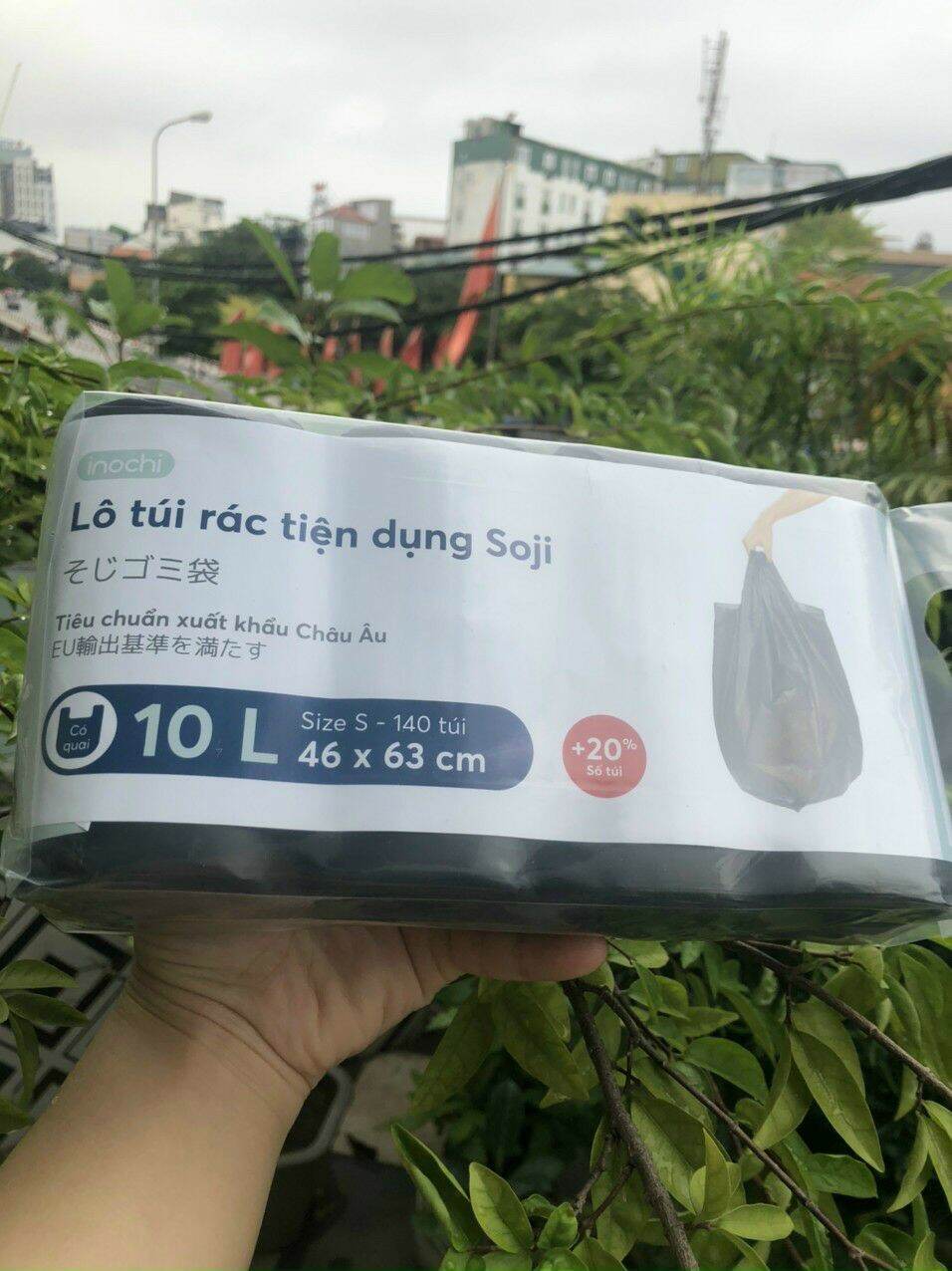 Sét 4 cuộn túi đựng rác tự phân hủy soji inochi dung tích 10 lít