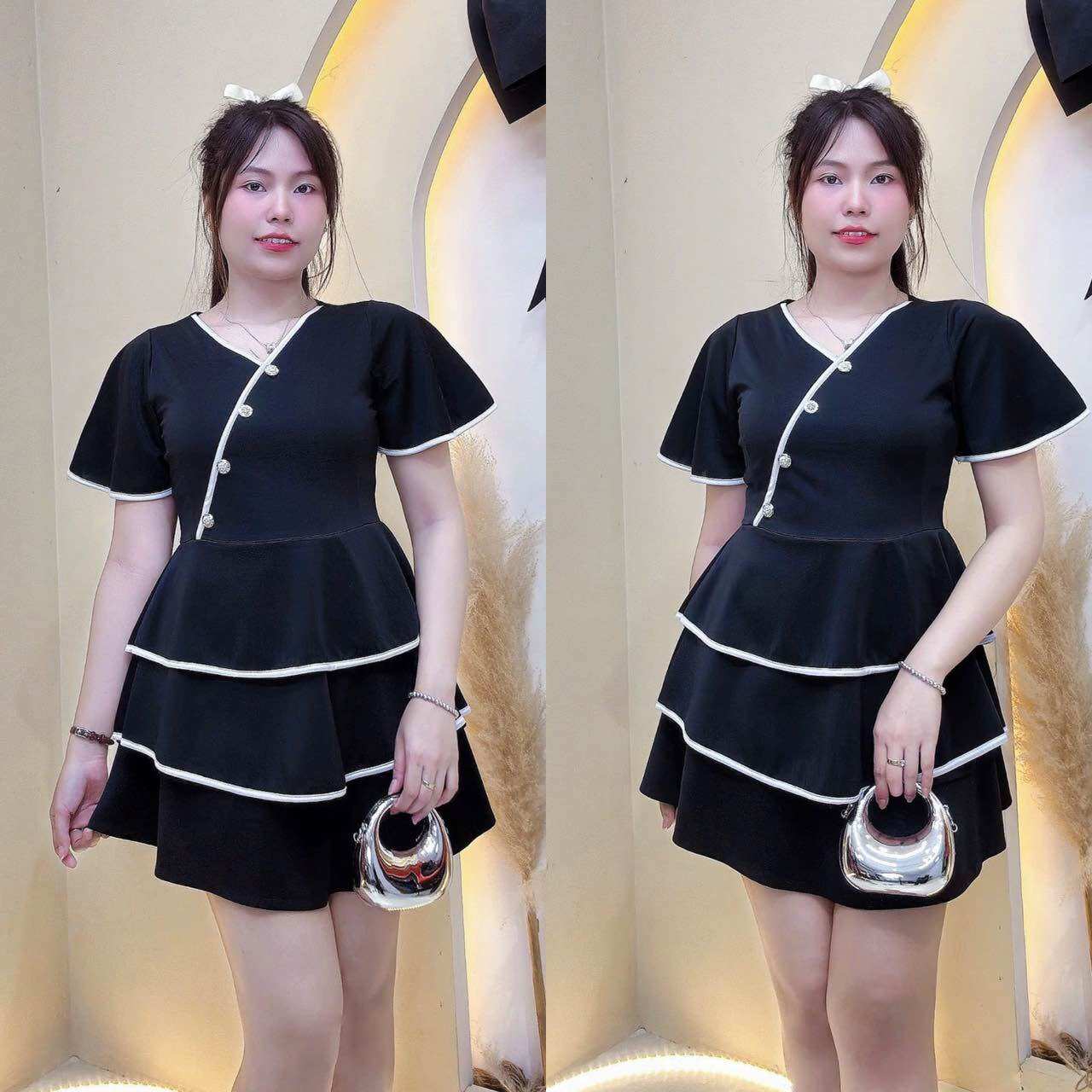 Đồ Bộ Bigsize Nữ 50kg-105kg Áo Peplum 2 Tầng Siêu Che Bụng Chất Liệu Thun Poly 2 Da Co Giãn Tốt Sang