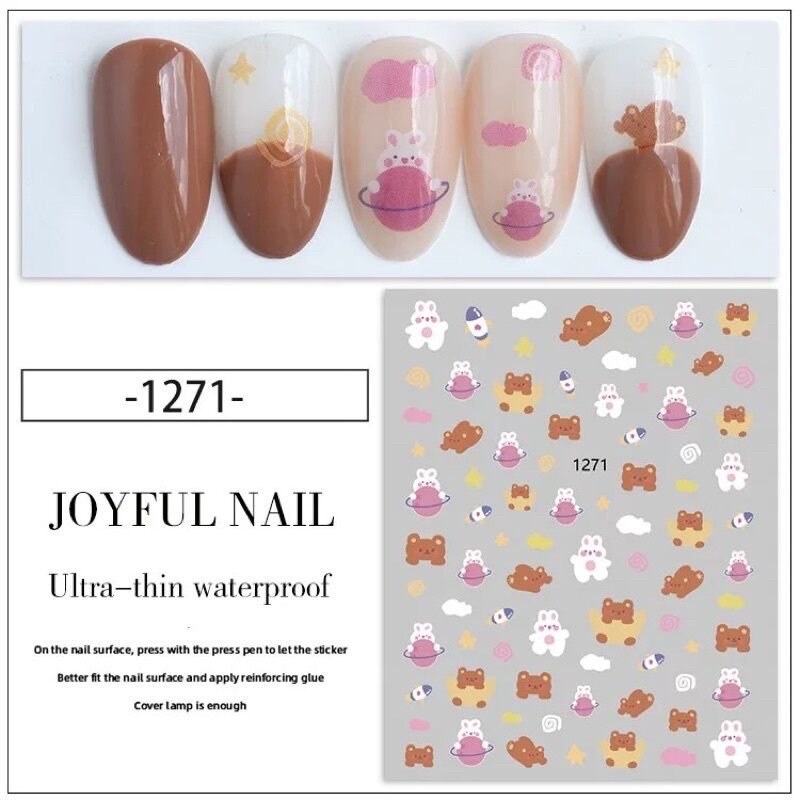 Dán móng,  nail sticker hình chú thỏ siêu CUTE siêu dễ thương