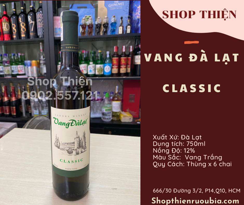 Vang Đà Lạt CLASSIC Trắng 12% 750ml
