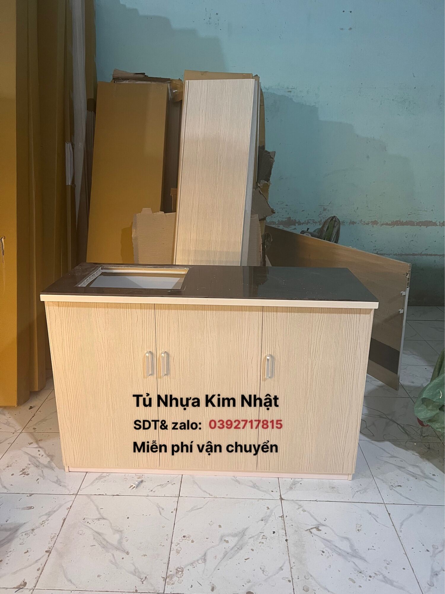 Tủ bếp mini nhựa Đài Loan sẵn bồn rửa thích hợp cho phòng trọ freeship