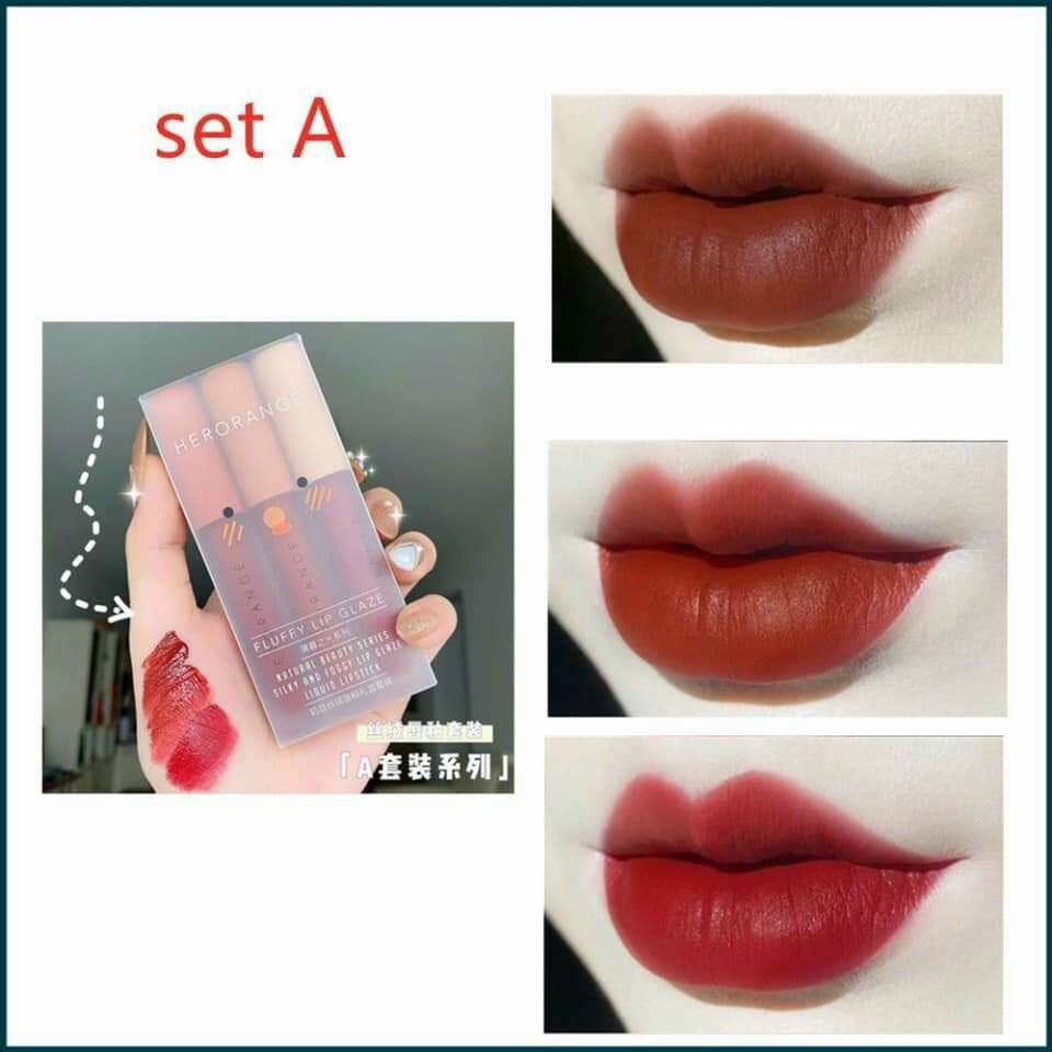 Set Son Herorange 3 cây son kem siêu lì không lem, không trôi màu Heorange💄
💋 Đặc điểm nổi bật:
+ Son kem  mềm môi, không lem, không trôi màu
+ Son siêu lì, nên màu đẹp
+ Chất son kem mịn, mượt, dễ dàng di cọ môi