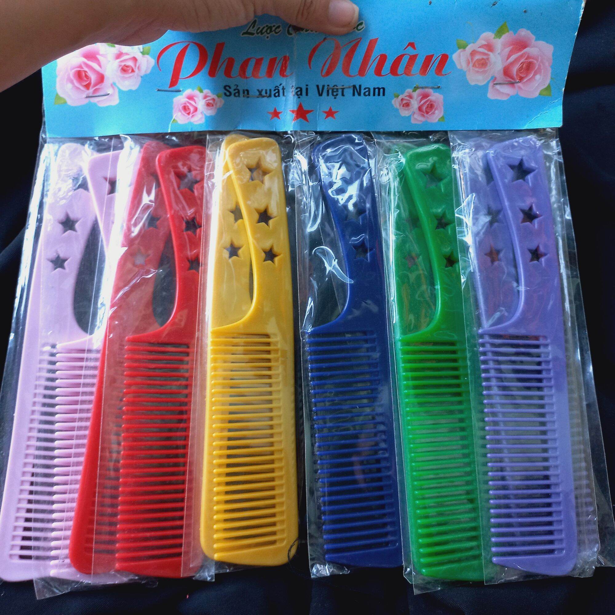 Combo 3 cây lược chải tóc có cán 20-21.5cm (ngôi sao/táo)