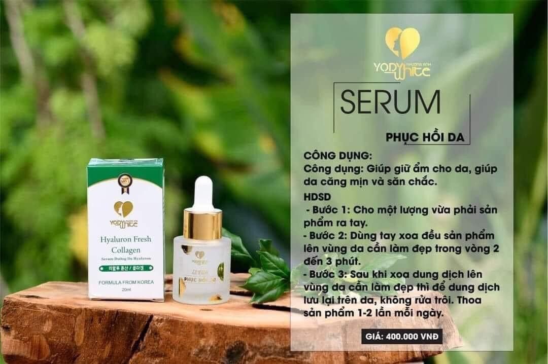 [HCM]SERUM DƯỠNG TRẮNG DA PHỤC HỒI HYALURON FRESH COLLAGEN YODY WHITE PHƯƠNG ANH