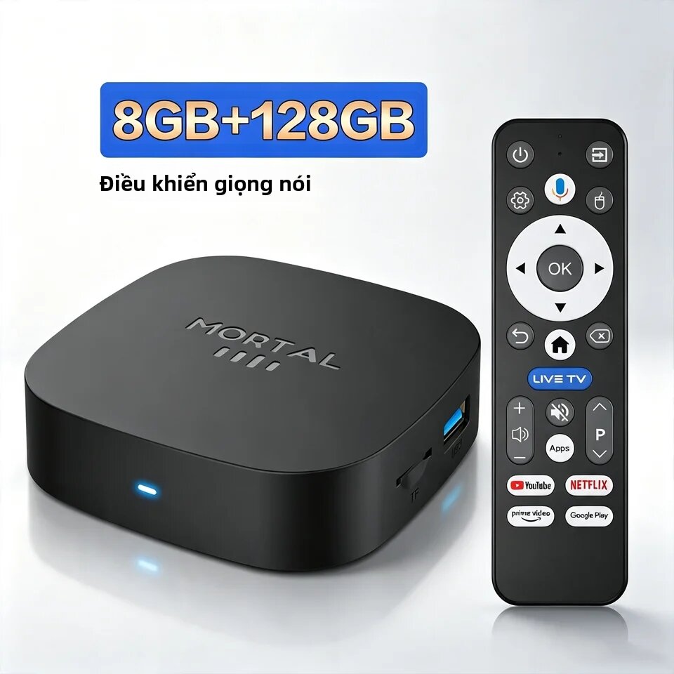 Hộp Giải Mã Android TV T1+ 2026 Mới Thông Minh 8GB RAM 128GB ROM 8K Ultra HD Media Player Với WiFi6 BT 5.4 Giao Diện Kép Rockchip RK3518