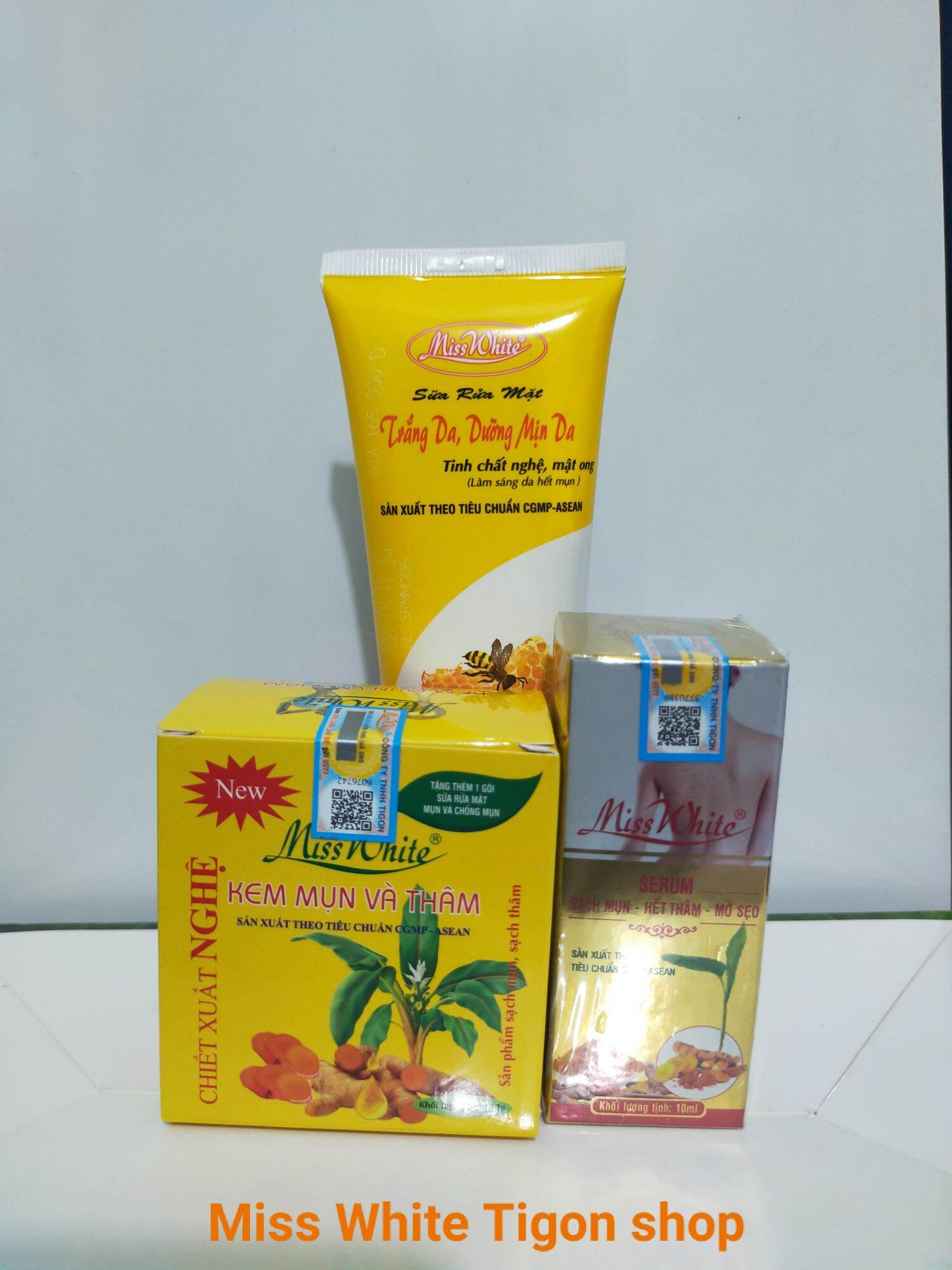Combo sạch mụn và thâm trắng da Miss White