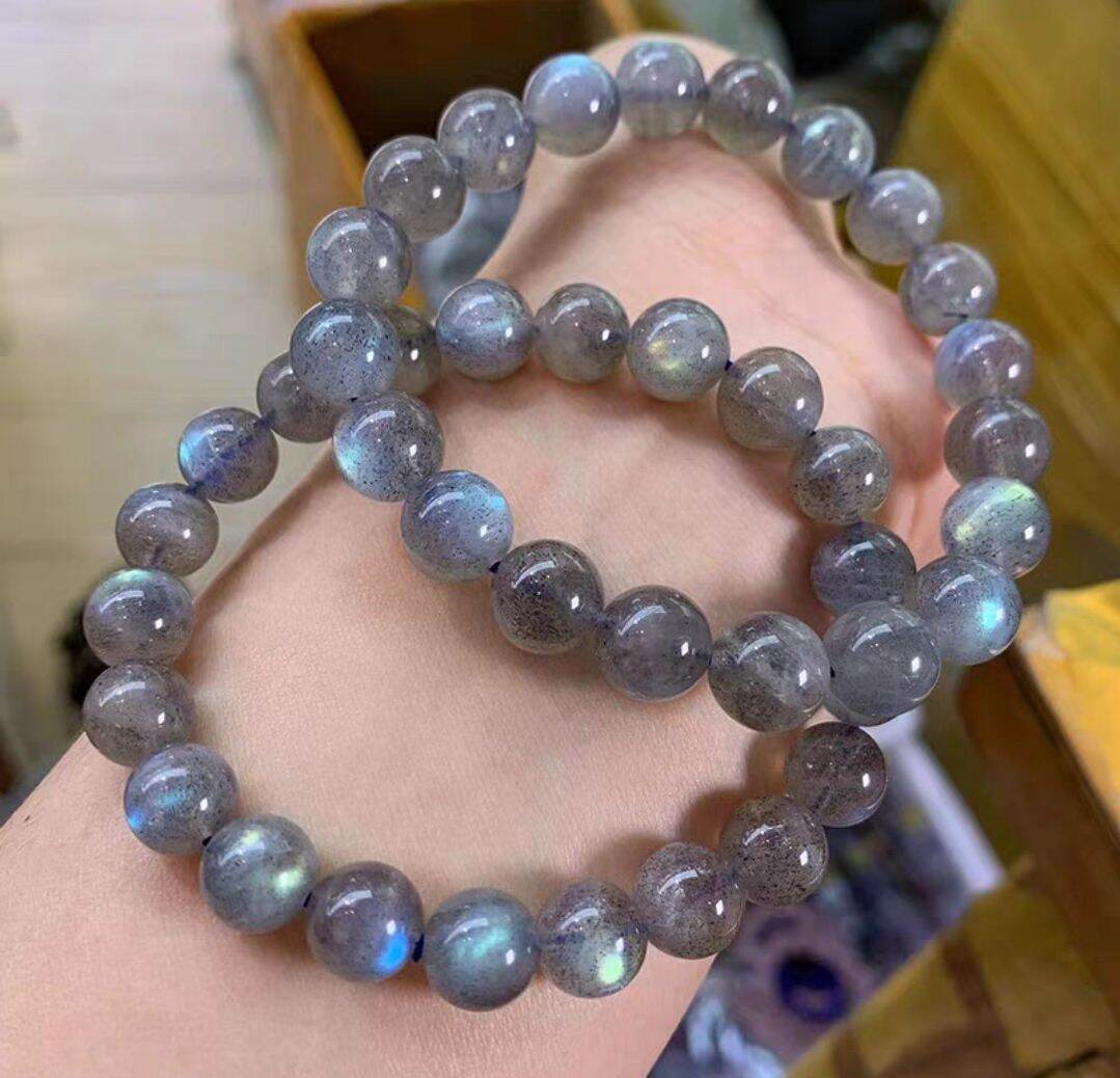 Vòng tay hắc Nguyệt quang xà cừ labradorite baracelet 6-12mm