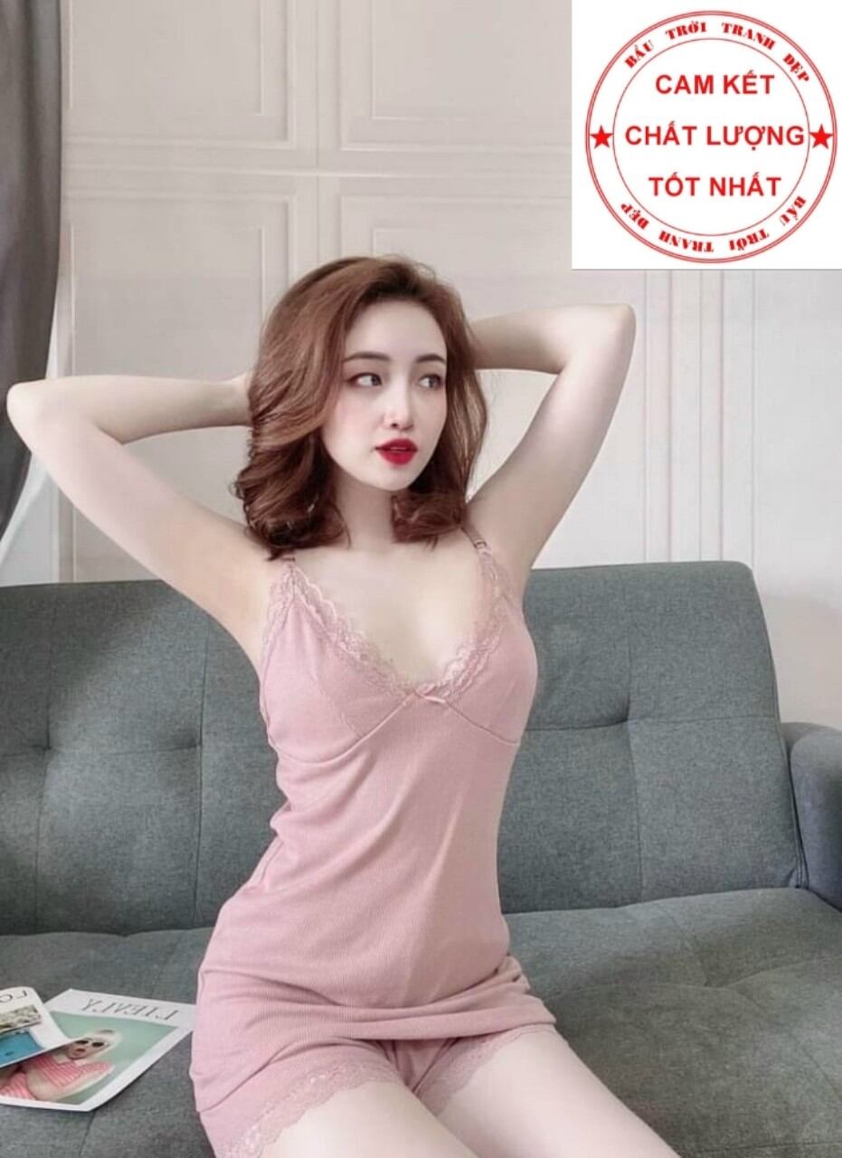 Sét đồ bộ hai dây ren' vải gân' phụng hoàng