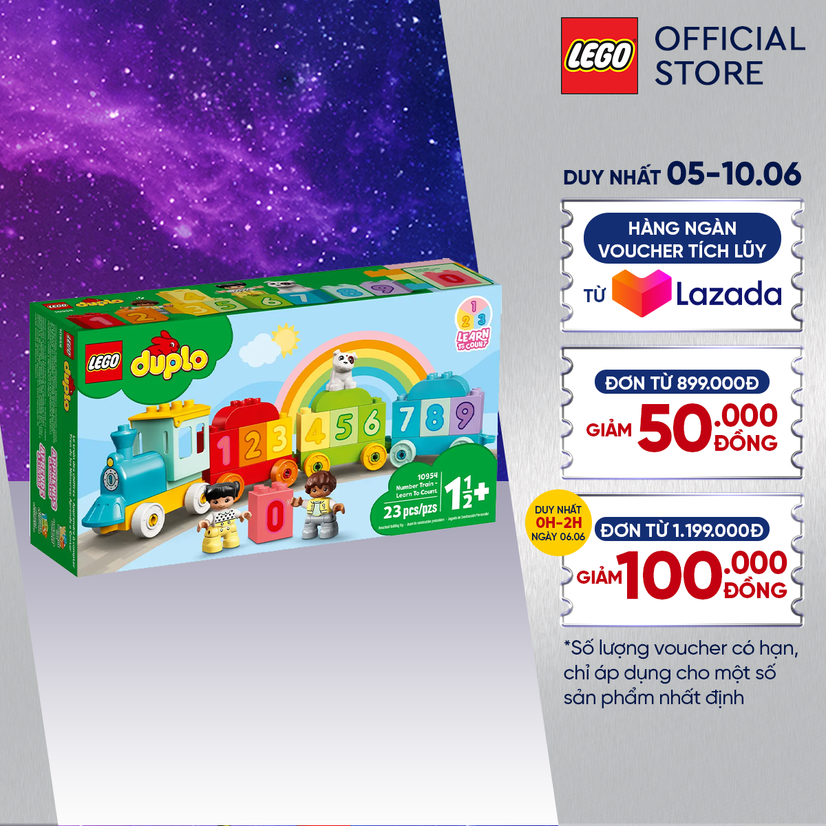 Đồ Chơi Lắp Ráp Cho Bé - LEGO DUPLO 10954 Tàu lửa học đếm số (23 chi tiết)